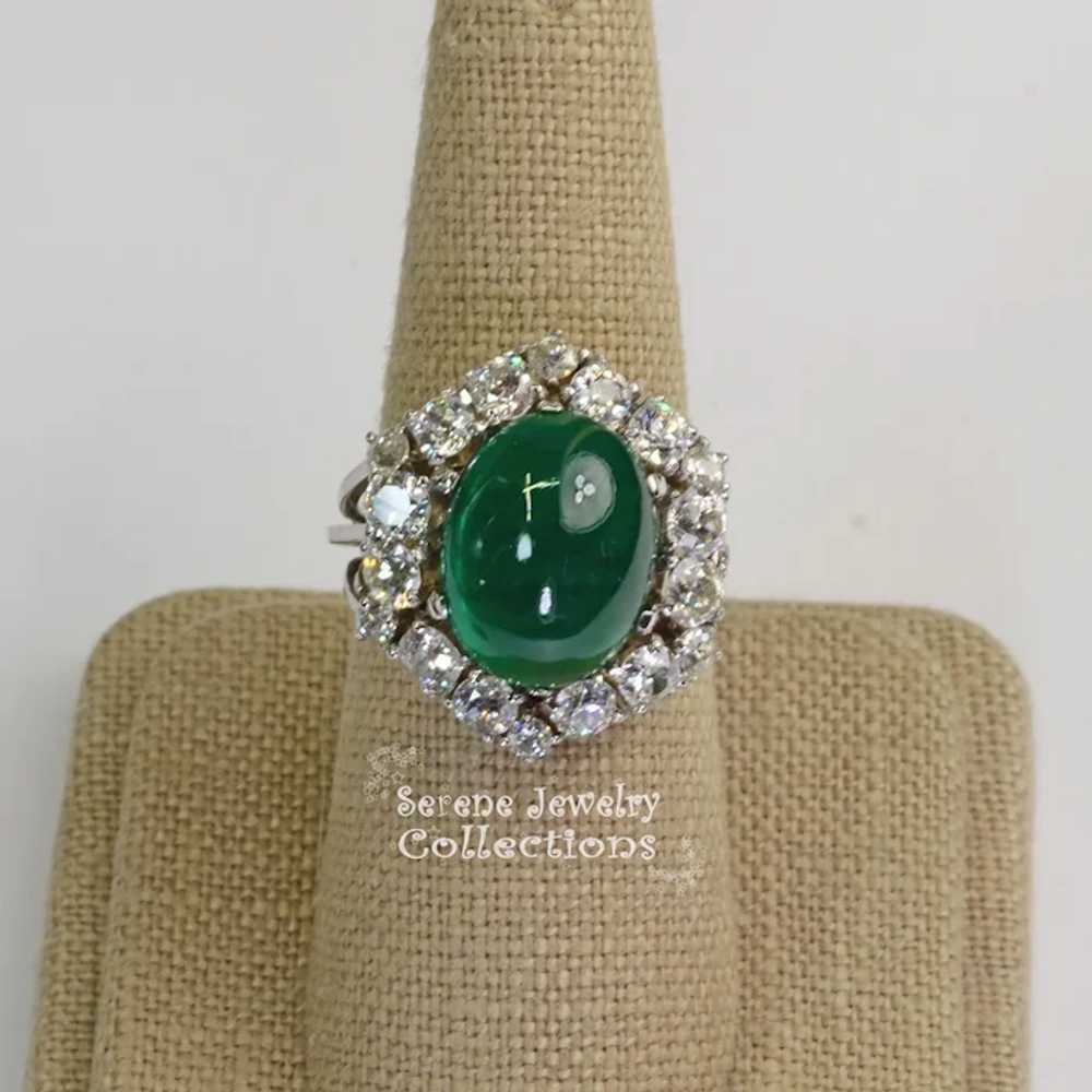 5.58CT Antique Emerald Diamond Platinum Gold Ring… - image 3