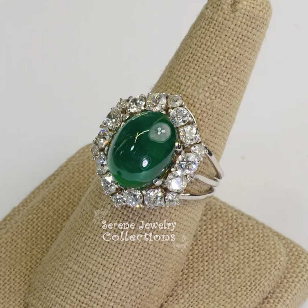 5.58CT Antique Emerald Diamond Platinum Gold Ring… - image 4