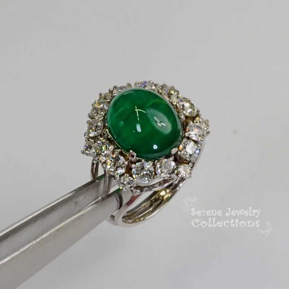 5.58CT Antique Emerald Diamond Platinum Gold Ring… - image 5