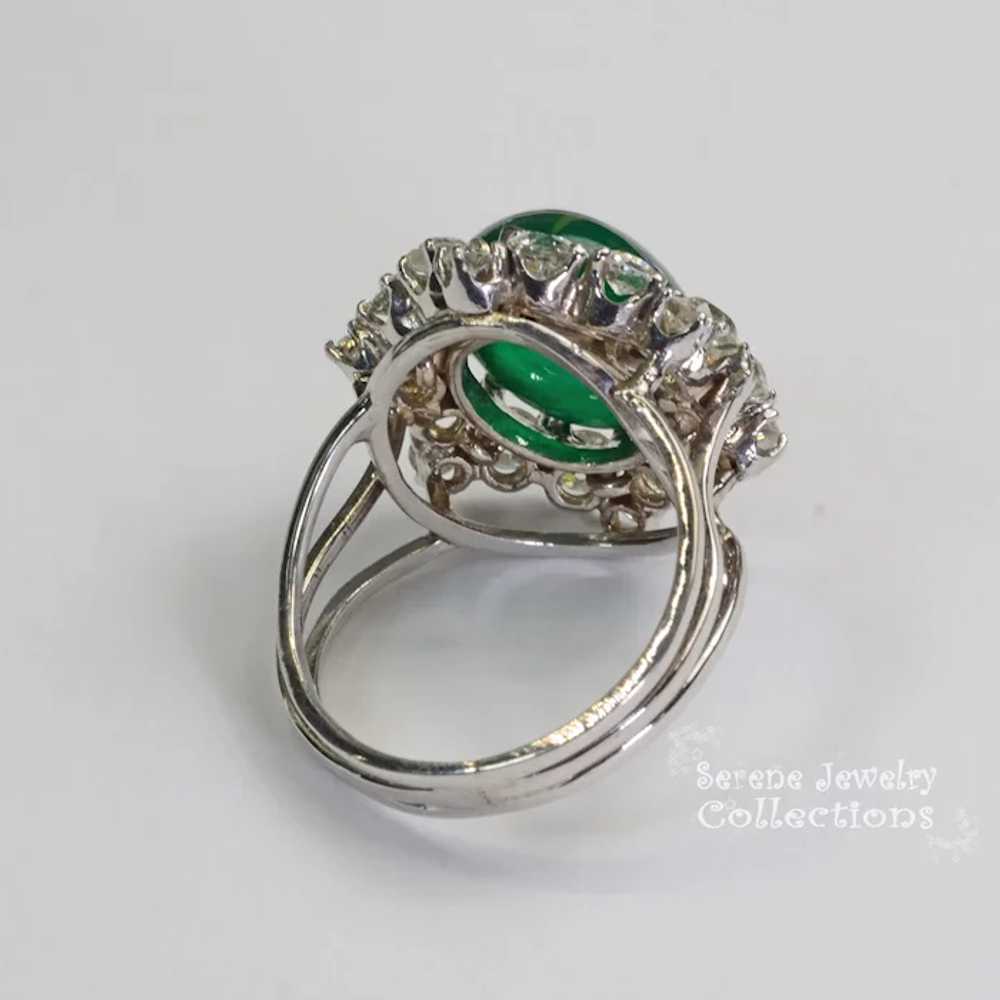 5.58CT Antique Emerald Diamond Platinum Gold Ring… - image 6