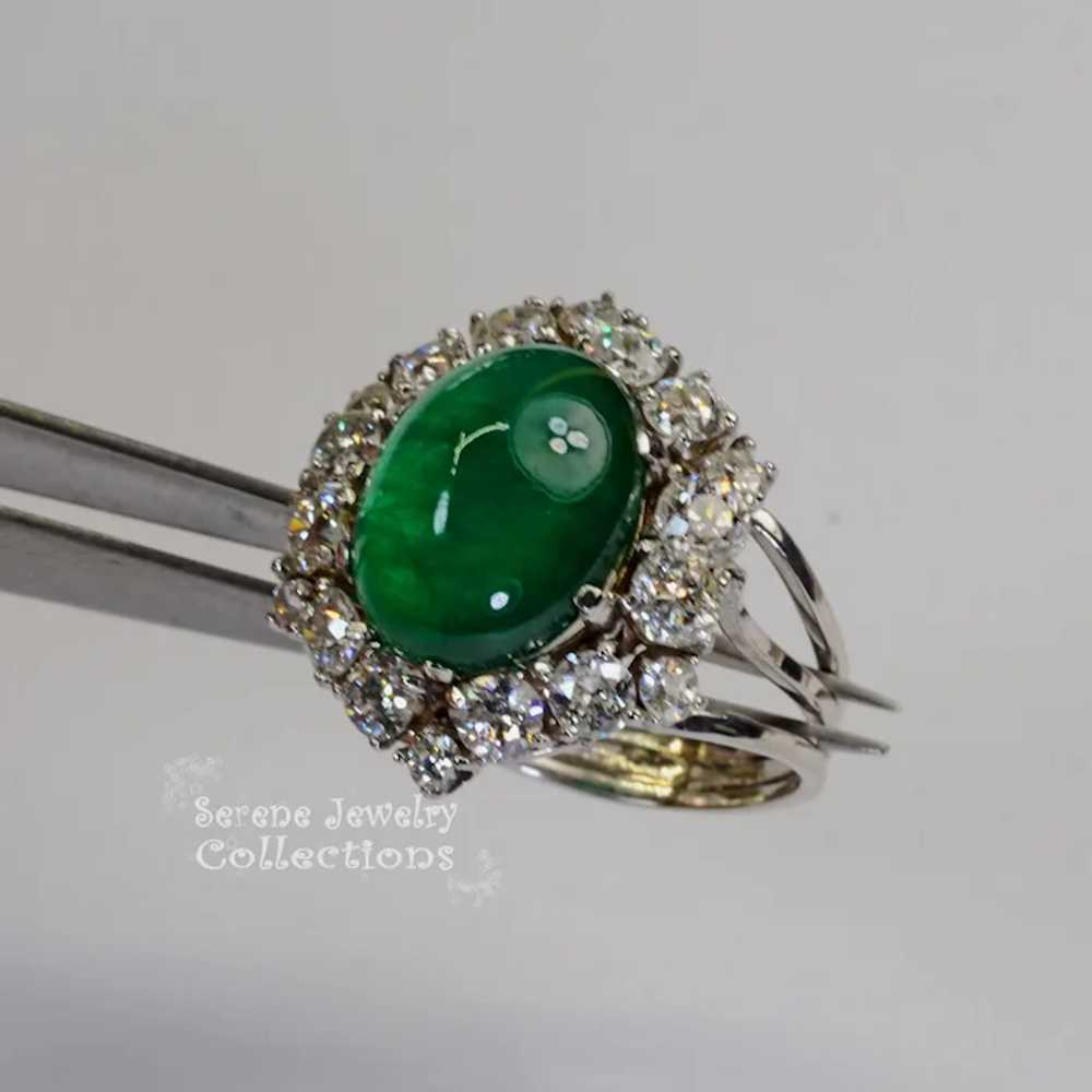 5.58CT Antique Emerald Diamond Platinum Gold Ring… - image 7