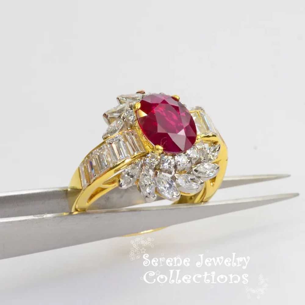2ct Ruby Diamond 18k Solid Gold Ring Estate Vinta… - image 8