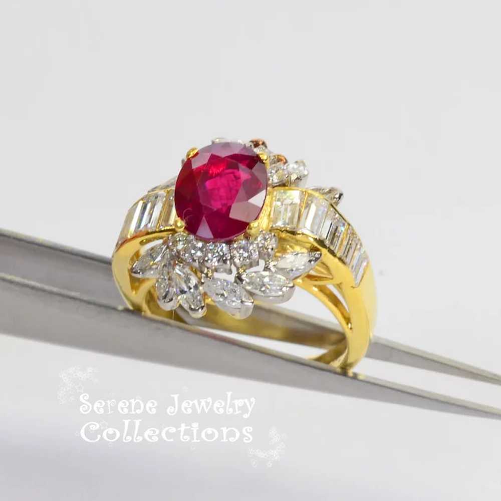 2ct Ruby Diamond 18k Solid Gold Ring Estate Vinta… - image 9