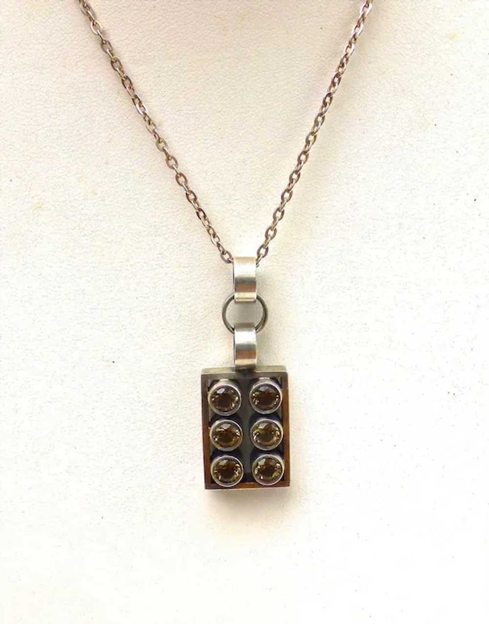 Mid-Century Modernist  Citrine Gemstone Pendant K… - image 6