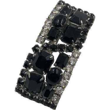 Vintage Black & White Rhinestone Brooch