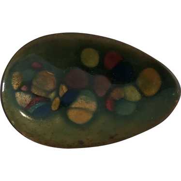 Mid-Century Copper Enameled Brooch