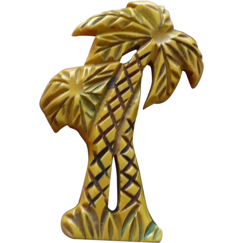 Vintage Bakelite Palm Tree Pin - image 1