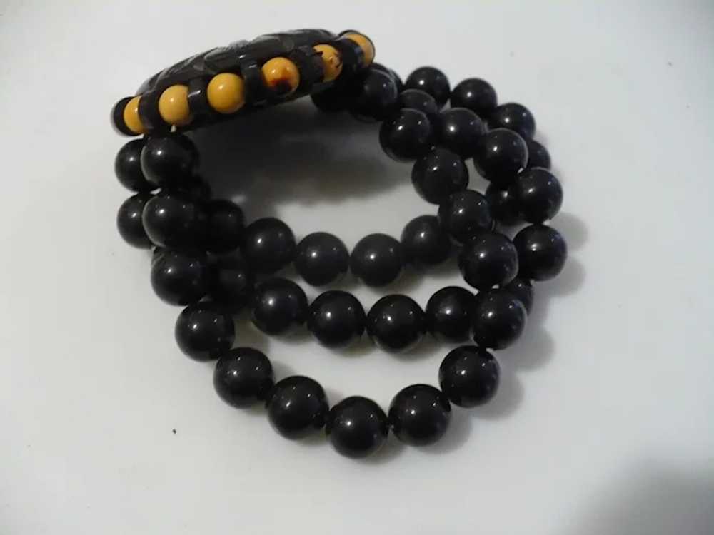 Vintage Black Beaded Bracelet Elastic Faceted Glass Beads Stretchable -  Ruby Lane