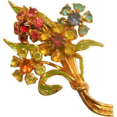 Rhinestone Floral Bouquet Pin