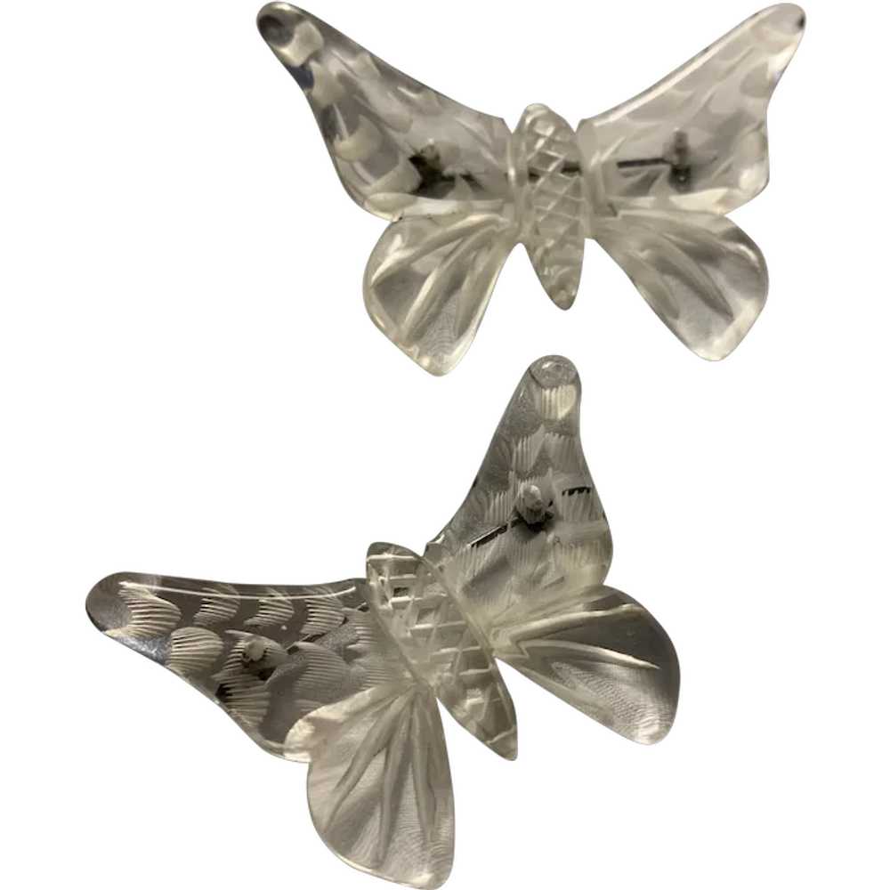 Carved Lucite Pair Butterflies - image 1