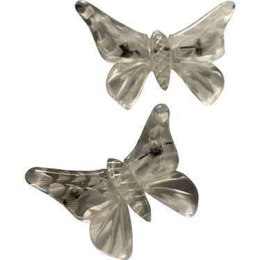 Carved Lucite Pair Butterflies