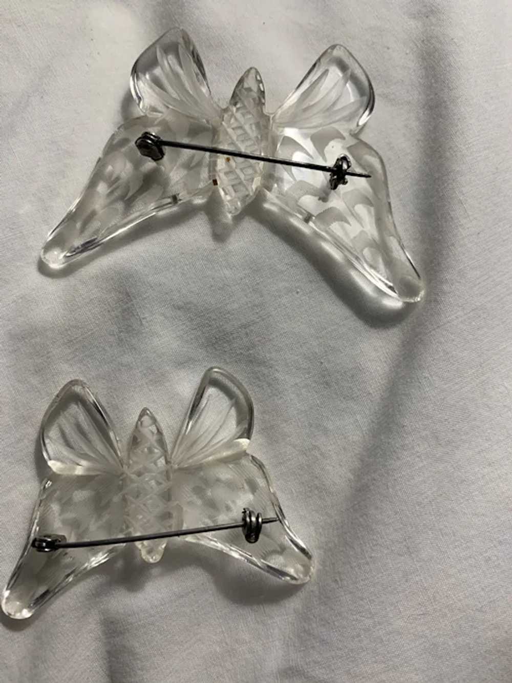 Carved Lucite Pair Butterflies - image 2