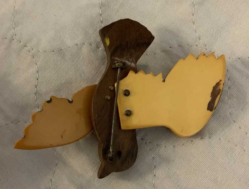 Flying Bakelite and wood bird pin - image 2