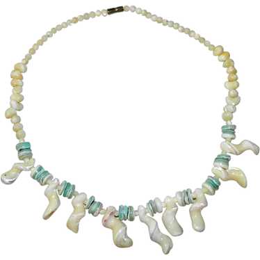 Sexy Mother Of Pearl Bib Style Necklace in Natura… - image 1