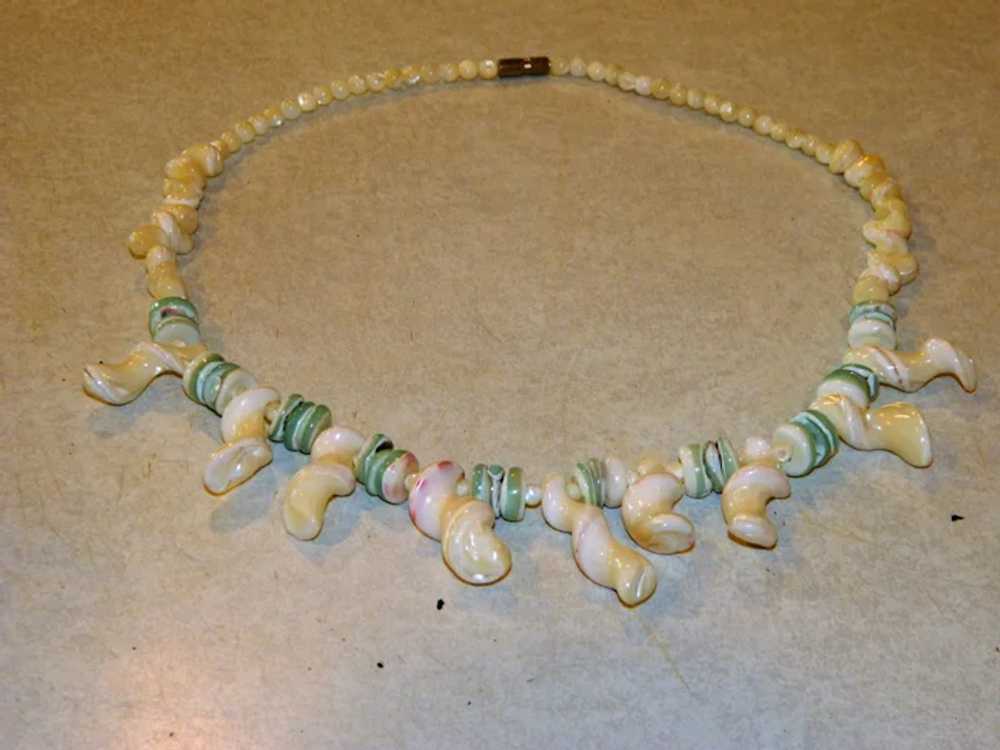 Sexy Mother Of Pearl Bib Style Necklace in Natura… - image 4