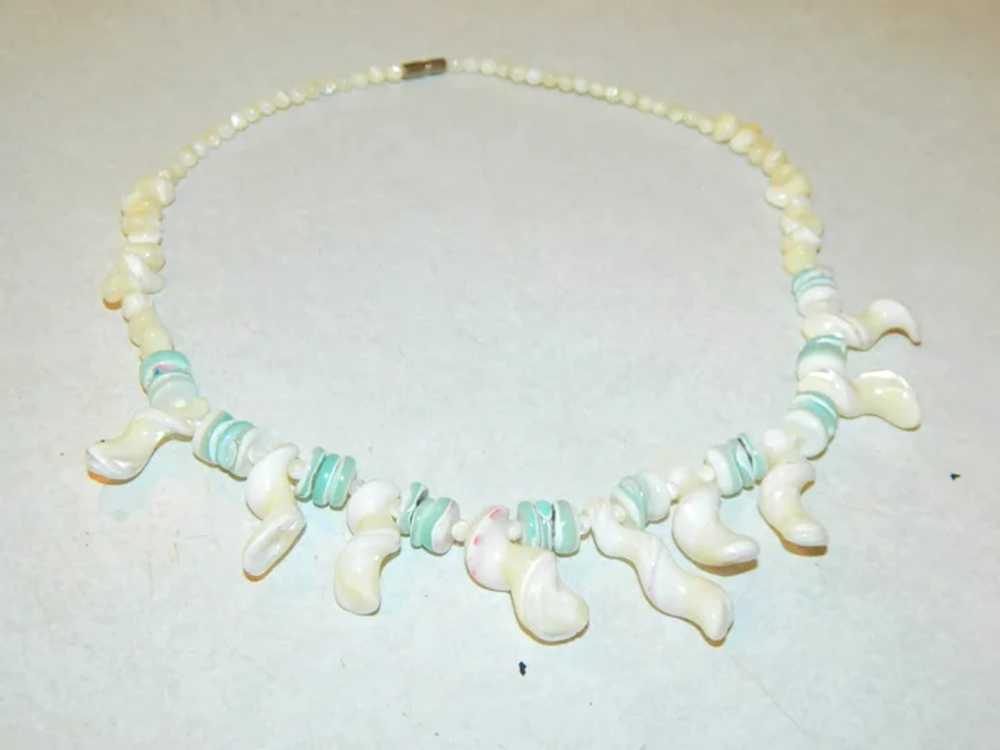 Sexy Mother Of Pearl Bib Style Necklace in Natura… - image 5