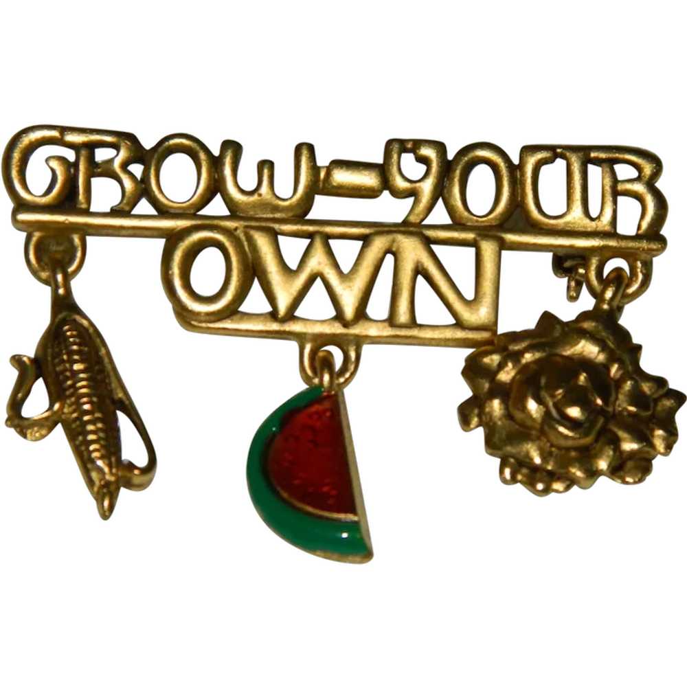 "Grow Your Own" Gardening  Charm Brooch by Danecr… - image 1