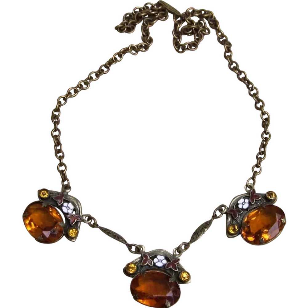 Max Neiger Vintage Czech Enamel Necklace - image 1