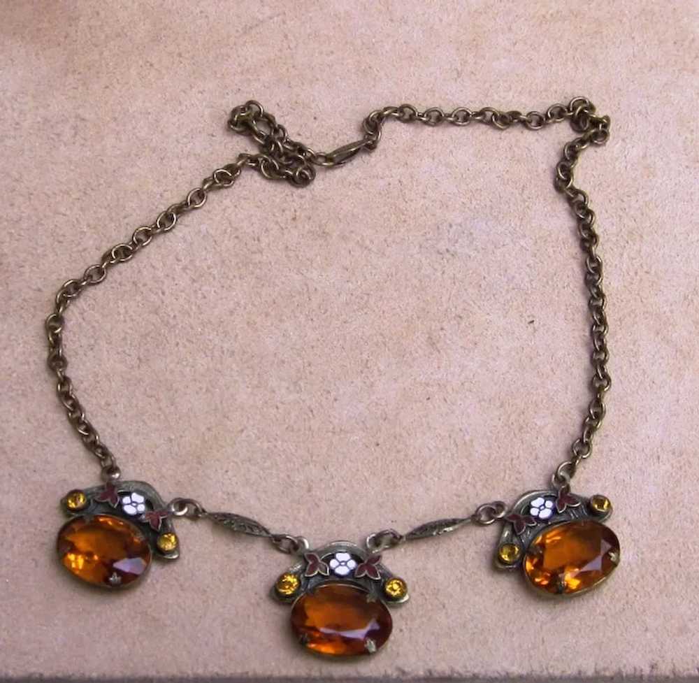 Max Neiger Vintage Czech Enamel Necklace - image 2