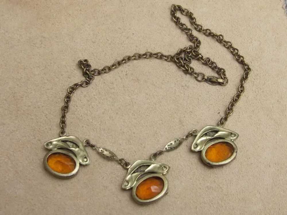 Max Neiger Vintage Czech Enamel Necklace - image 3