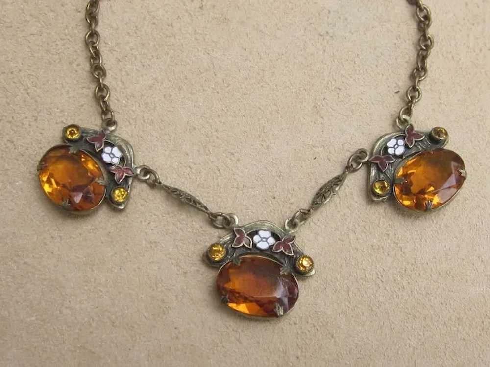 Max Neiger Vintage Czech Enamel Necklace - image 4
