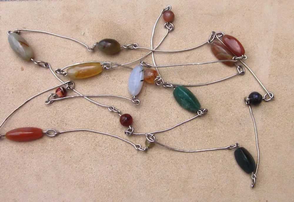 Sterling Silver and Agate Vintage Hand Made 62 In… - image 3