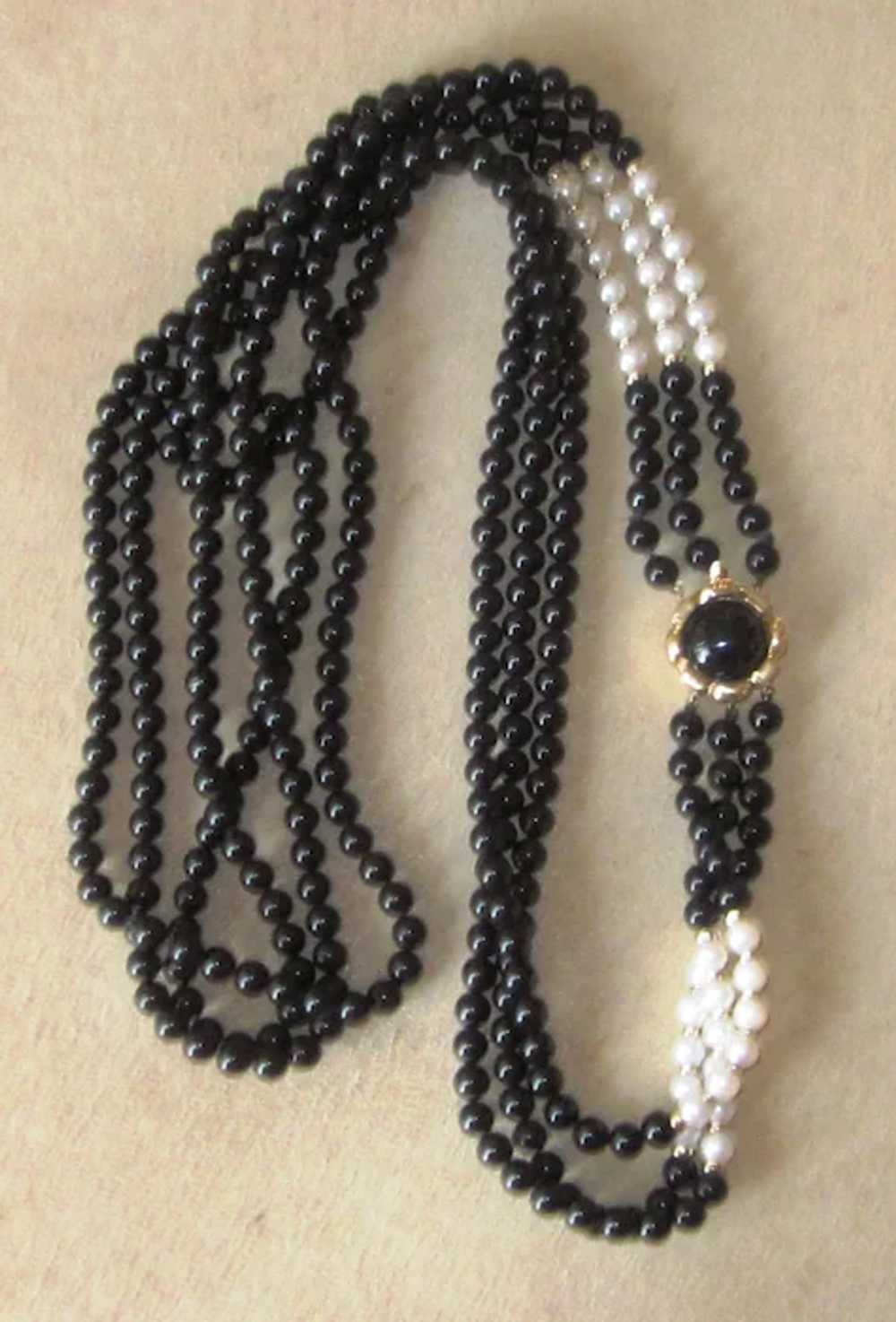 Cultured Pearl, Black  Onyx and 14k gold Amazing … - image 5