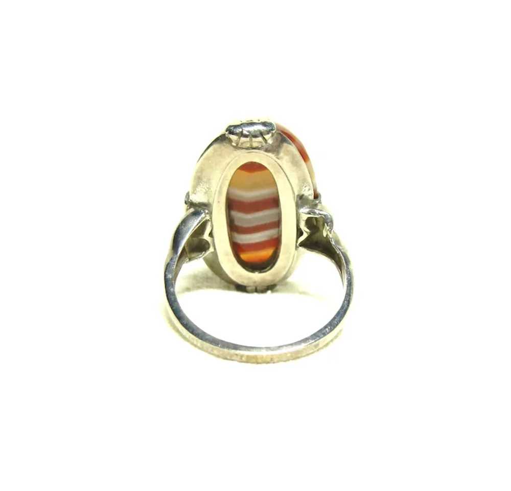 Vintage Red Banded Agate Ring - image 3