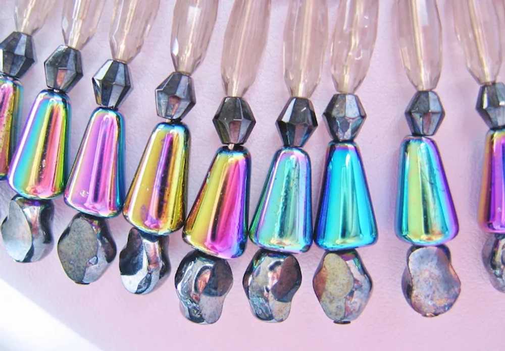 Vintage Carnival Art Glass Bead Bib Necklace Set - image 4