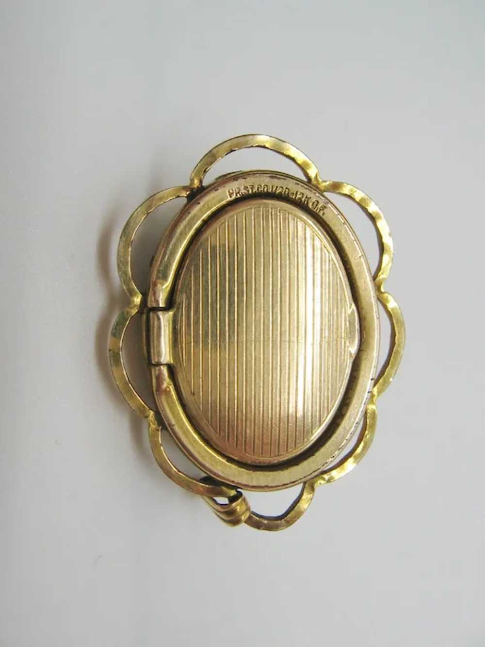 Vintage Gold Filled Art Deco Black Glass and Gold… - image 6