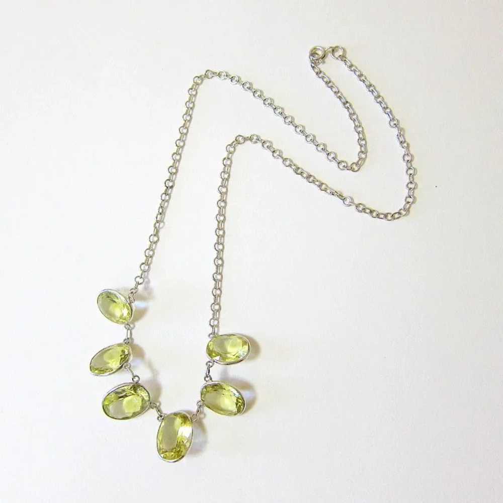 Edwardian Sterling Silver Faceted Citrine Necklace - image 2