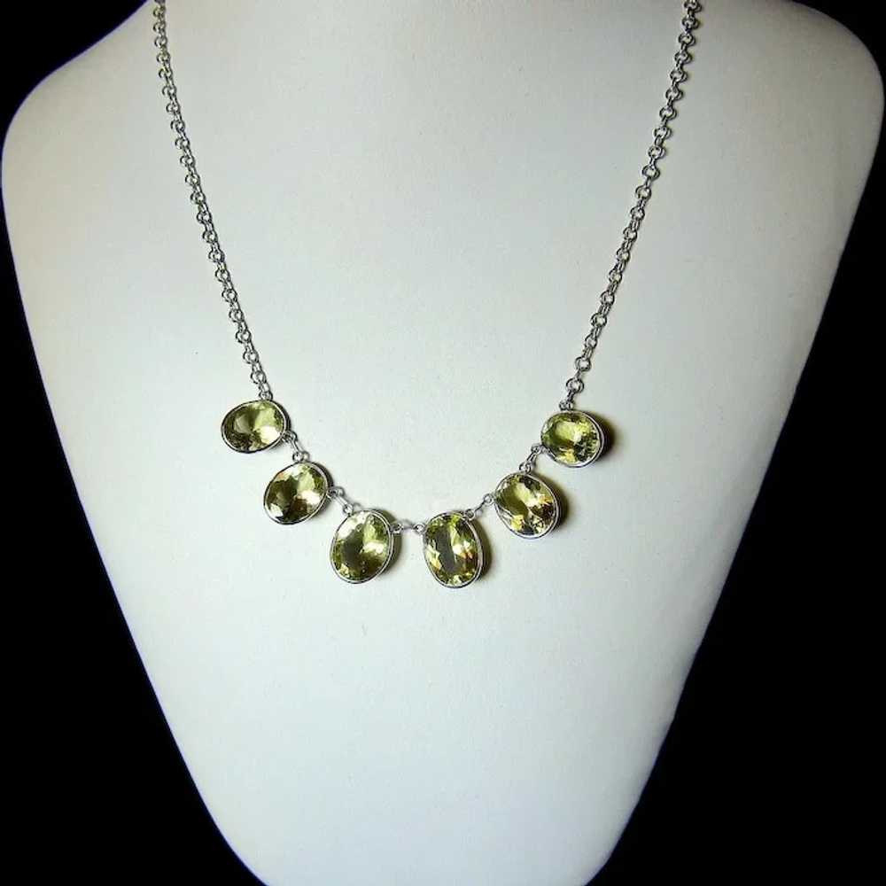 Edwardian Sterling Silver Faceted Citrine Necklace - image 3