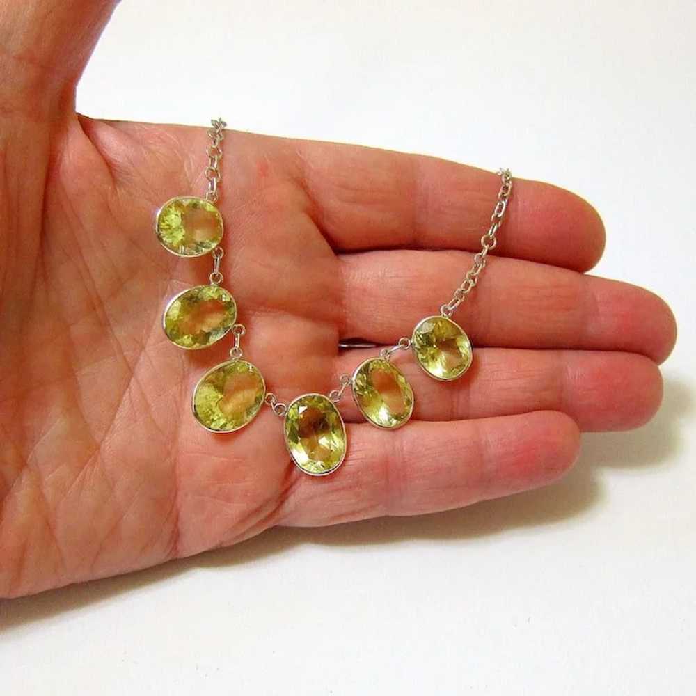 Edwardian Sterling Silver Faceted Citrine Necklace - image 5