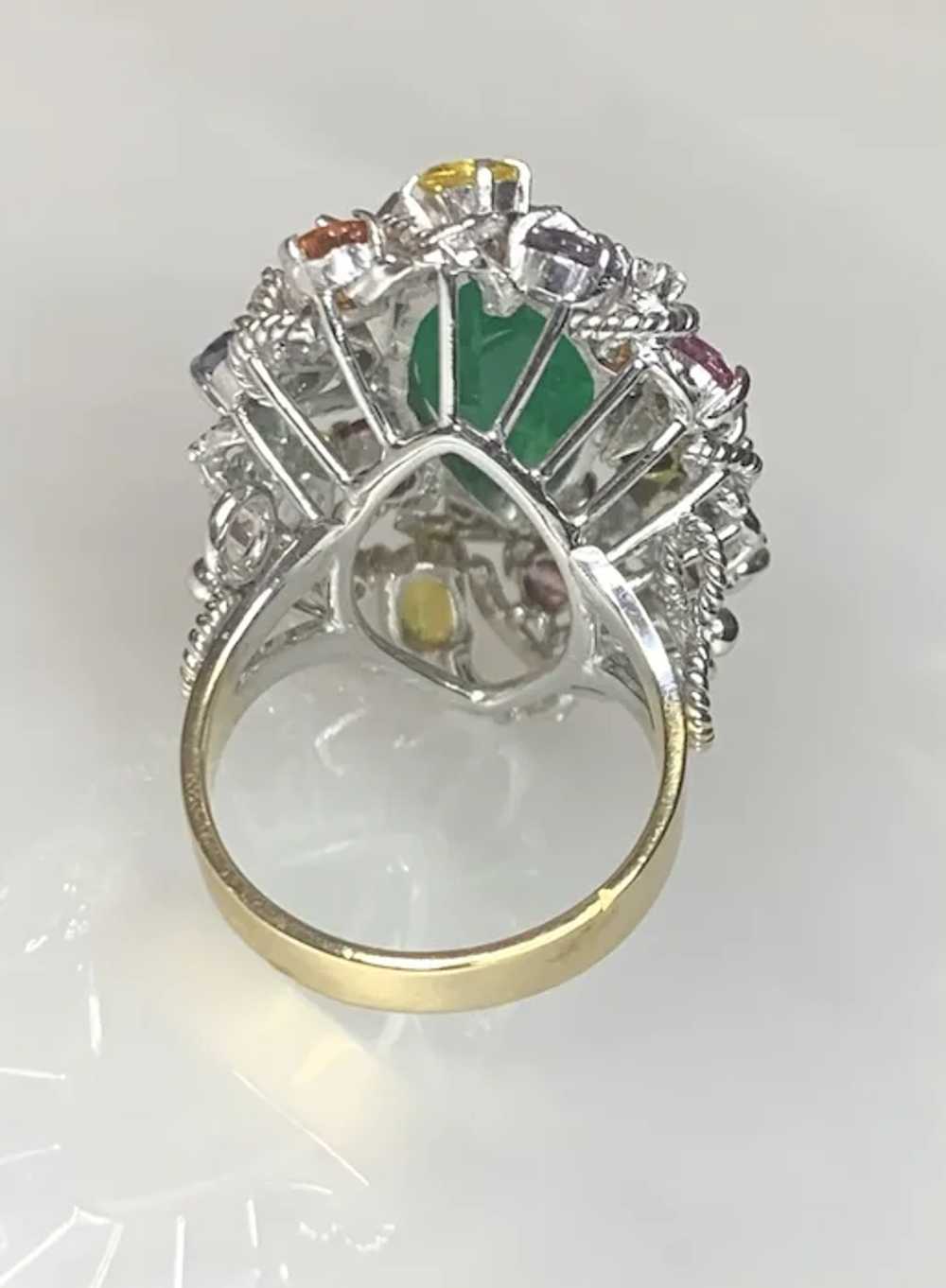 18K Yellow & White Gold Marquise Cut Emerald and … - image 4