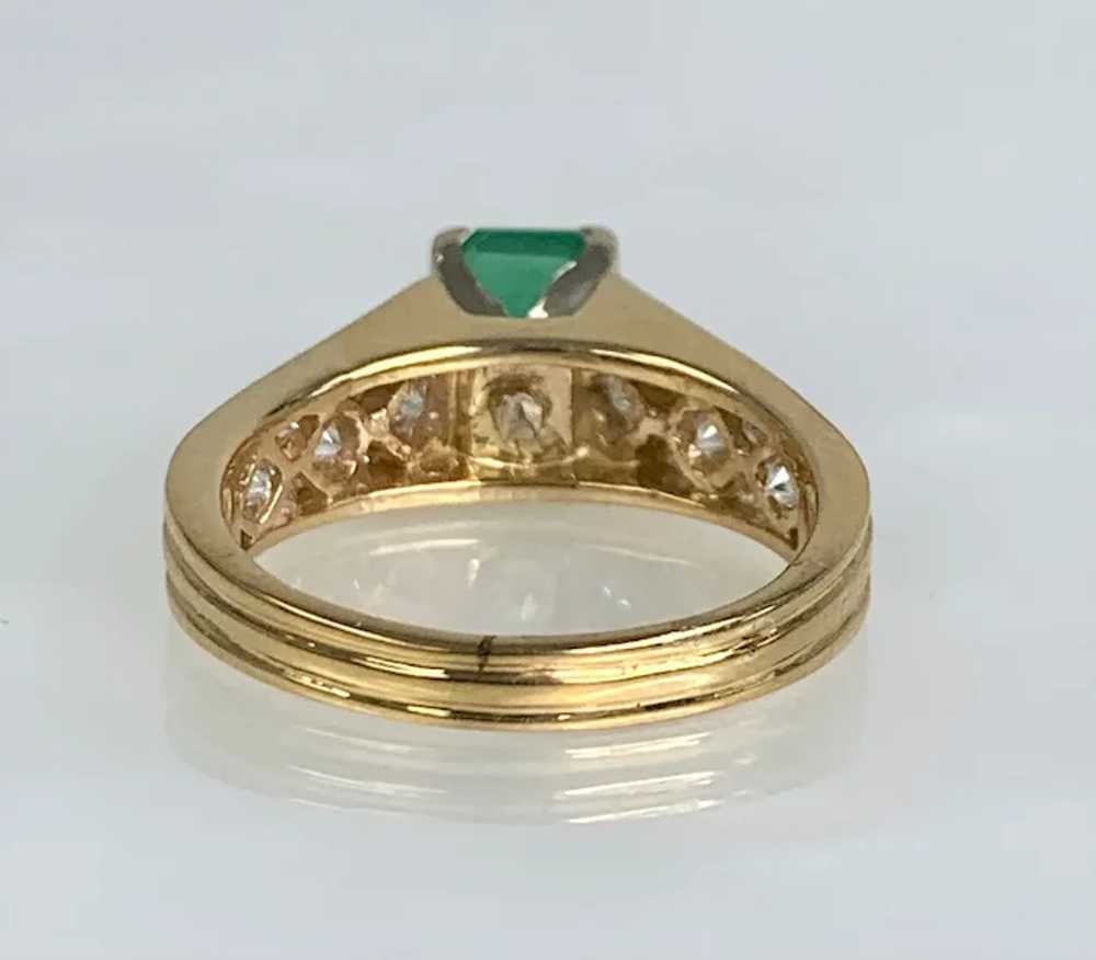 14K Yellow Gold Emerald Cut Emerald Diamond Ring - image 4