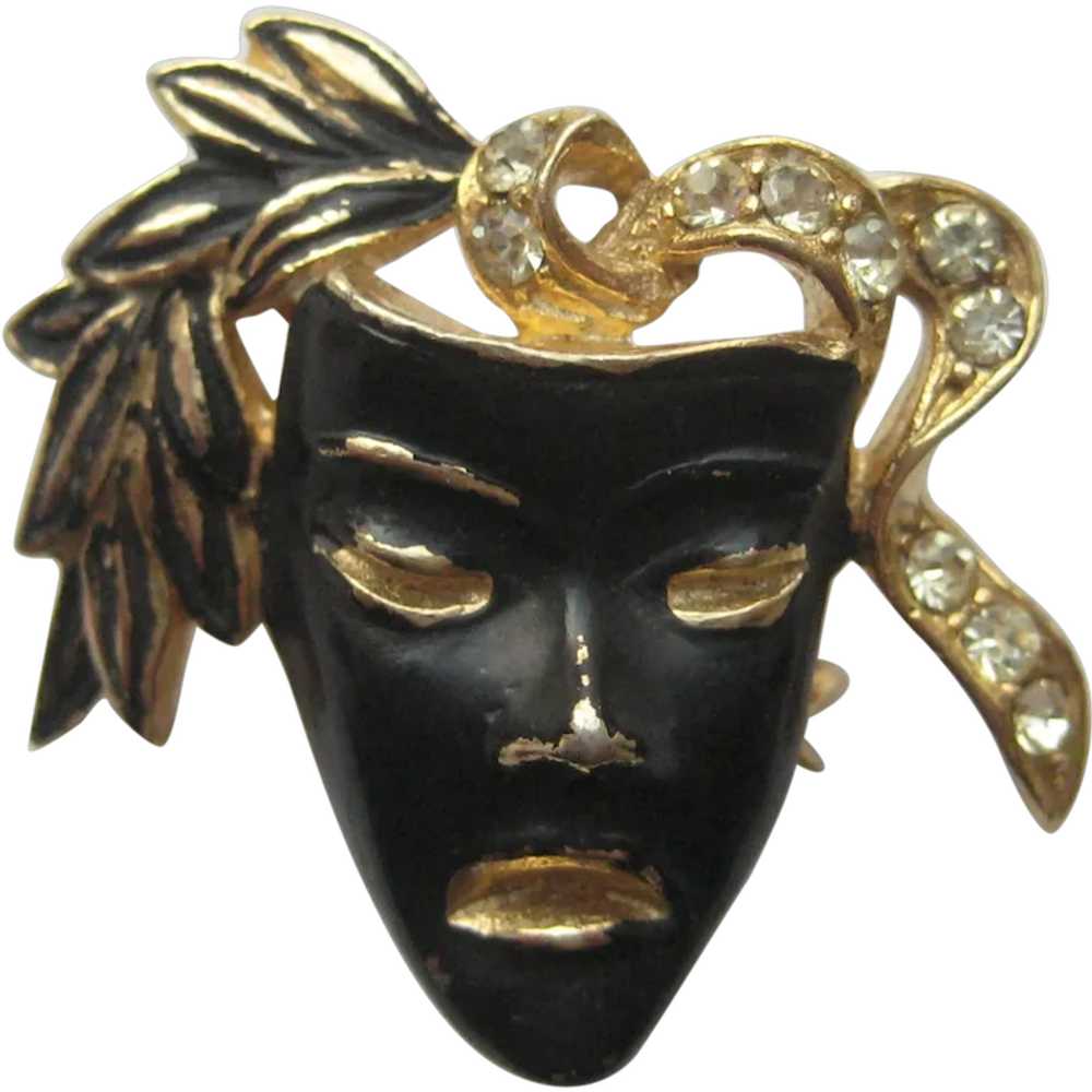 Vintage Tragedy Figural Unsigned  Brooch Pin MINI… - image 1