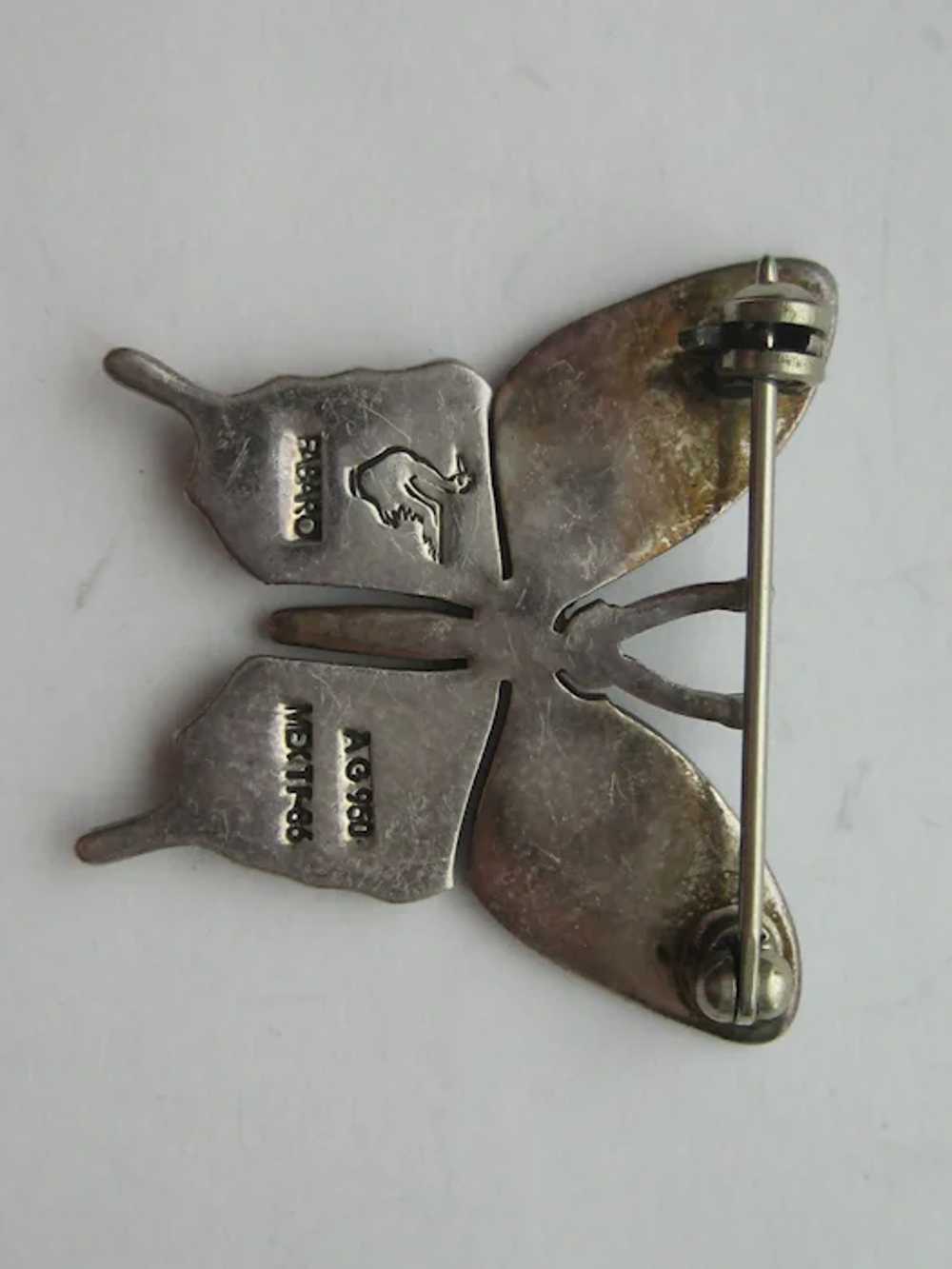 Vintage Mexico Mexican Butterfly Sterling Silver … - image 2