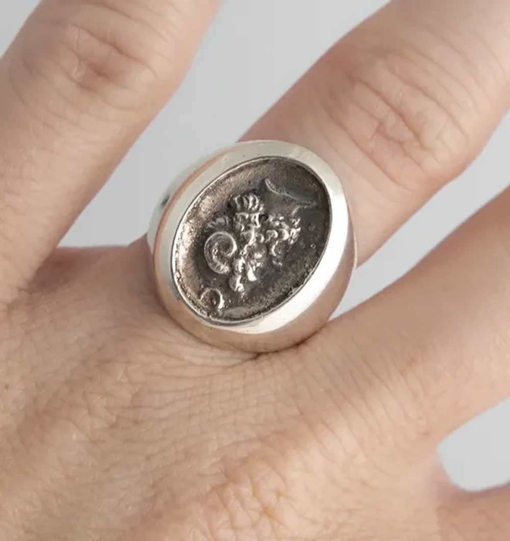 Vintage French Silver Ring Bacchus - image 5