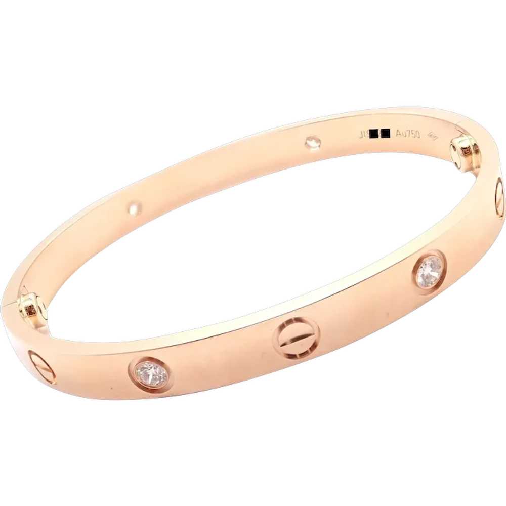 Authentic! Cartier 18k Rose Gold 4 Diamond Love B… - image 1