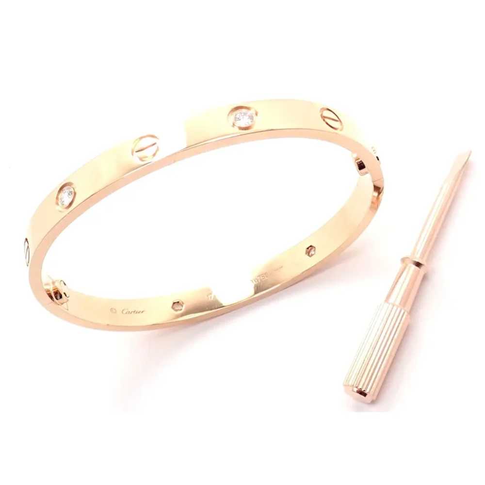 Authentic! Cartier 18k Rose Gold 4 Diamond Love B… - image 7