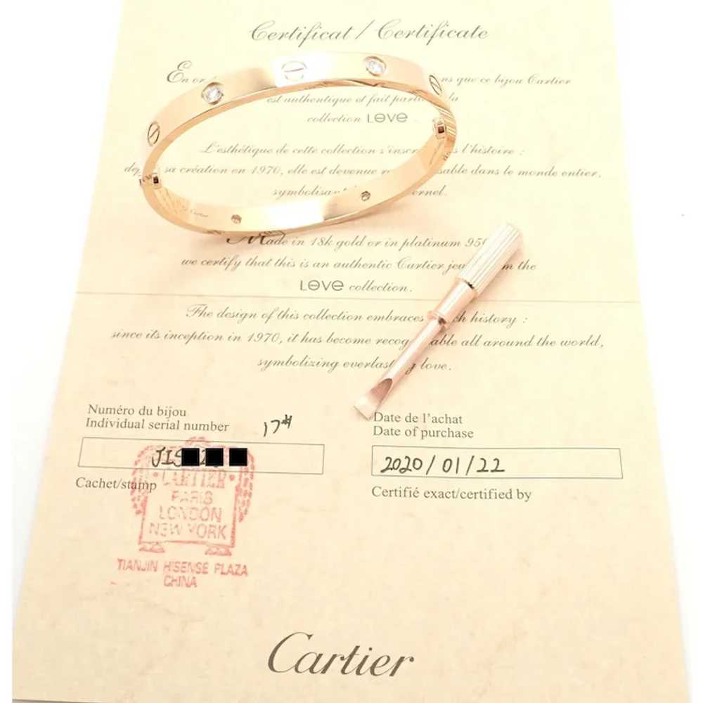 Authentic! Cartier 18k Rose Gold 4 Diamond Love B… - image 9