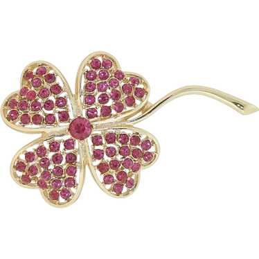Large Sarah Coventry Pink Rhinestone Flower Pin - image 1