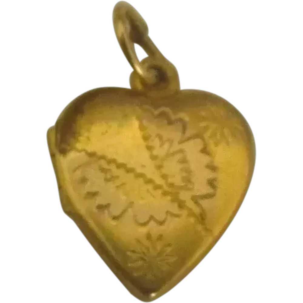 Sweet 1940's Gold Filled Petite Heart Locket - image 1