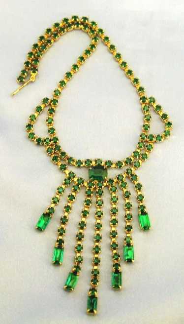Elegant Vintage Emerald Green Rhinestone Bib Dangl