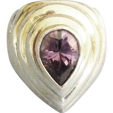 Bold Elegant Sterling Amethyst Dome Ring- Size 6 … - image 1