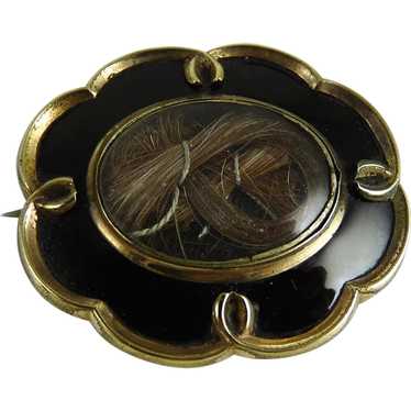 Antique Victorian Mourning Brooch Hair - image 1