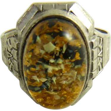 Vintage Uncas Sterling Lucite Ring Art Deco - image 1