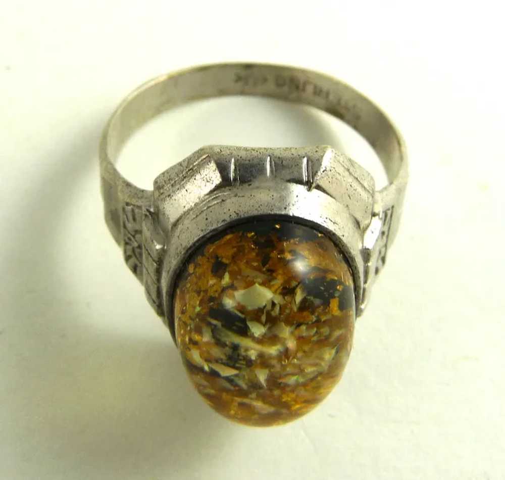 Vintage Uncas Sterling Lucite Ring Art Deco - image 3