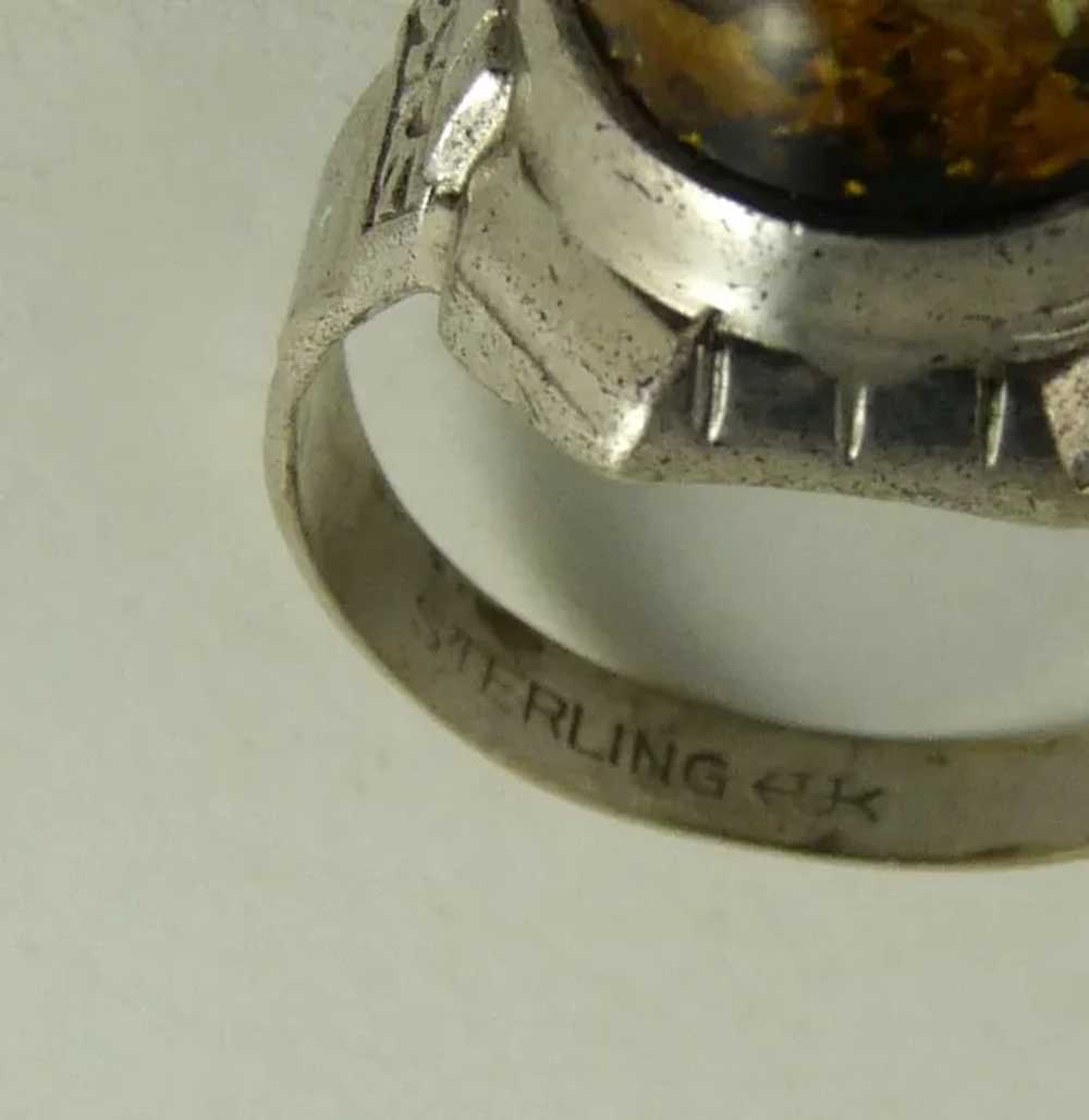 Vintage Uncas Sterling Lucite Ring Art Deco - image 4