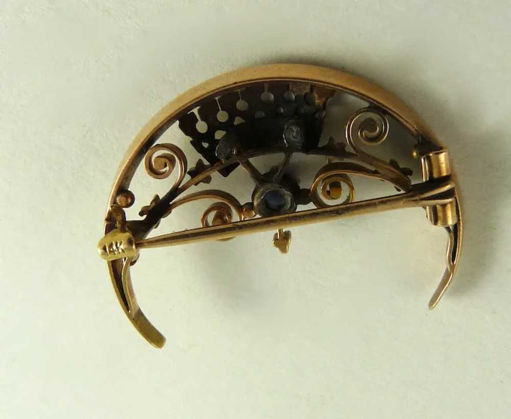Antique Victorian Crescent Pin 14K Rose Gold - image 3
